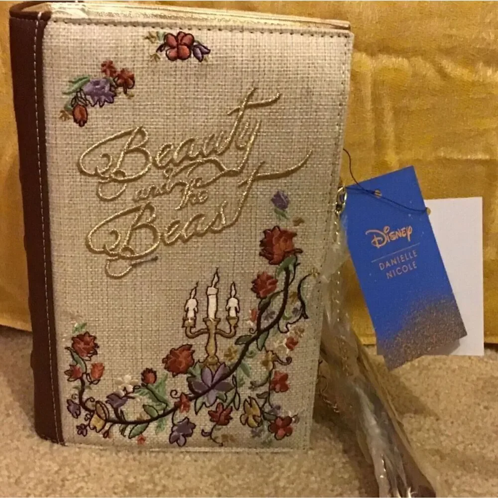 DANIELLE NICOLE Disney Beauty and the Beast Clutch Purse Book Belle BRAND NEW - Picture 1 of 7